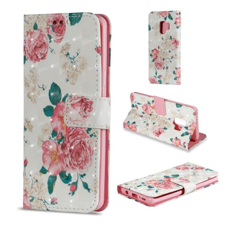 Leren Hoesje Samsung Galaxy S9 Telefoonhoesje Vrijheidsbloemen