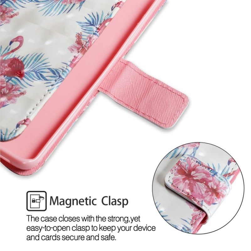 Leren Hoesje Samsung Galaxy S9 Wit Meerdere Flamingo'S