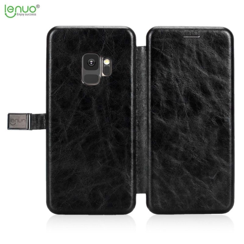 Leren Hoesje voor Samsung Galaxy S9 Goud Vintage Kunstleer Menu