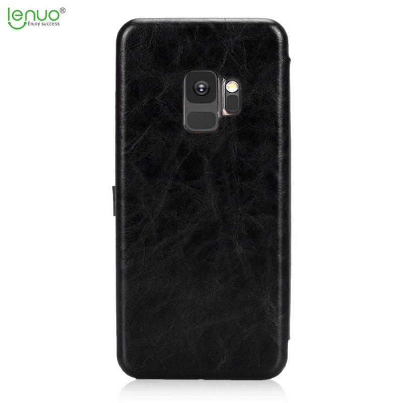 Leren Hoesje voor Samsung Galaxy S9 Goud Vintage Kunstleer Menu