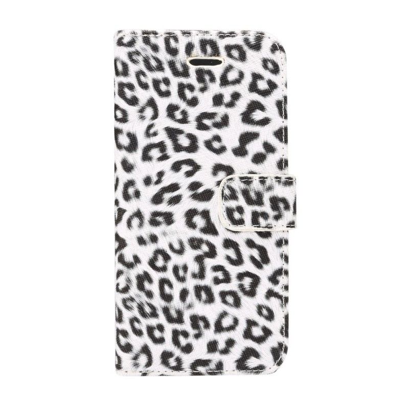 Leren Hoesje voor Samsung Galaxy S9 Oranje Wit Luipaard