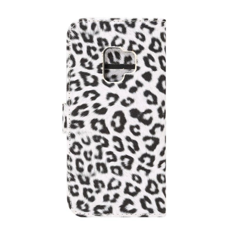 Leren Hoesje voor Samsung Galaxy S9 Oranje Wit Luipaard