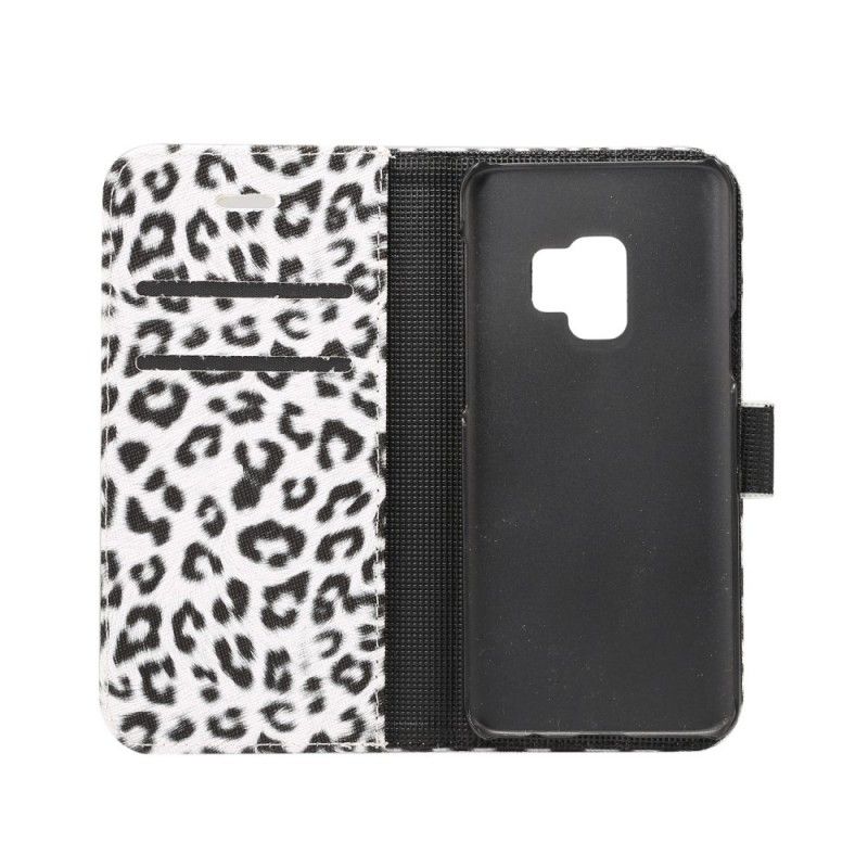 Leren Hoesje voor Samsung Galaxy S9 Oranje Wit Luipaard