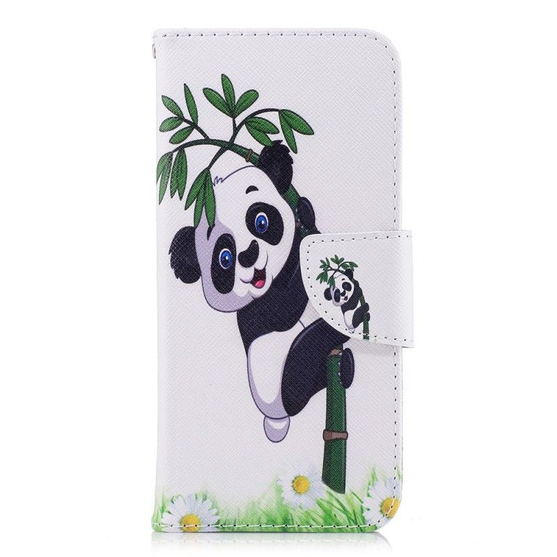 Leren Hoesje voor Samsung Galaxy S9 Panda Op Bamboe