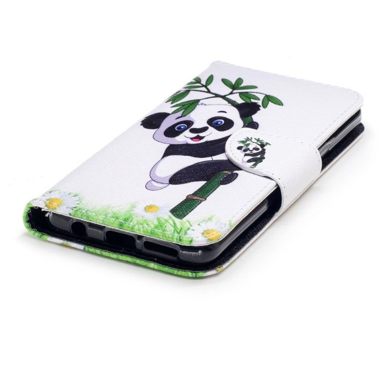 Leren Hoesje voor Samsung Galaxy S9 Panda Op Bamboe