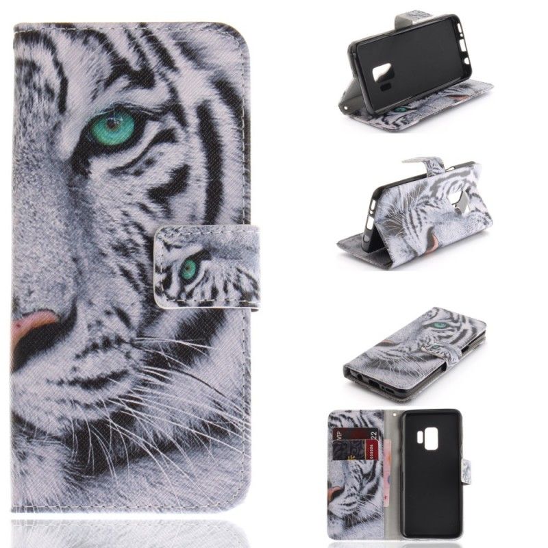 Leren Hoesje voor Samsung Galaxy S9 Tijgergezicht