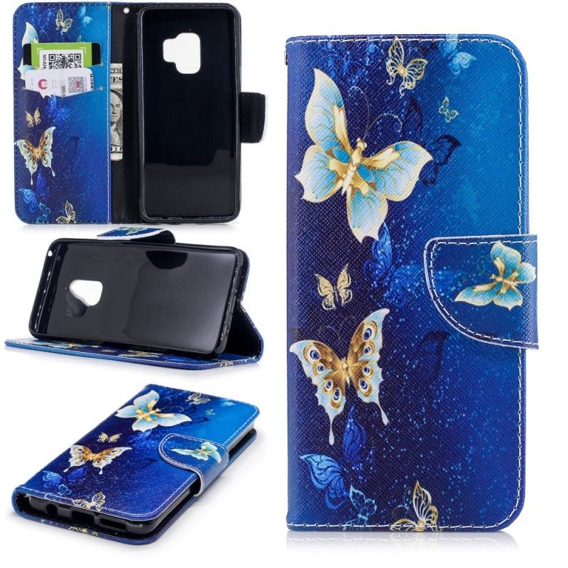 Leren Hoesje voor Samsung Galaxy S9 Vlinders In De Nacht