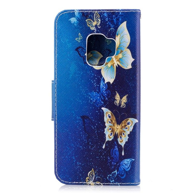 Leren Hoesje voor Samsung Galaxy S9 Vlinders In De Nacht