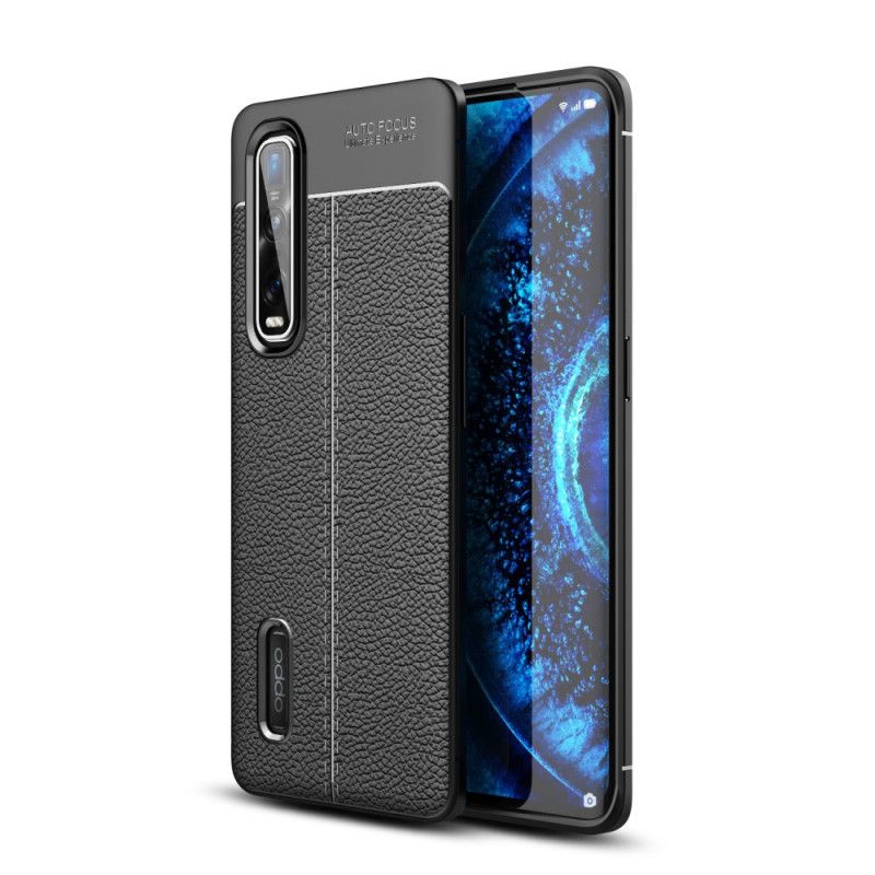 Case Hoesje Oppo Find X2 Pro Rood Zwart Telefoonhoesje Dubbellijns Lychee Leereffect