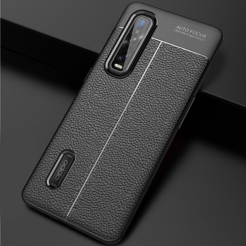 Case Hoesje Oppo Find X2 Pro Rood Zwart Telefoonhoesje Dubbellijns Lychee Leereffect