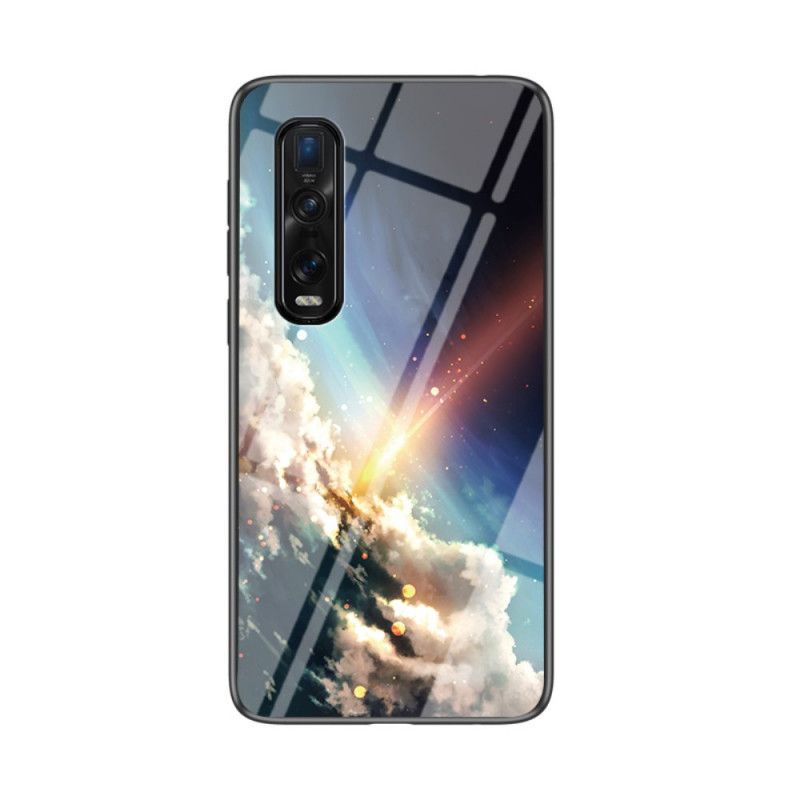 Hoesje Oppo Find X2 Pro Wit Zwart Sterrenhemel Gehard Glas