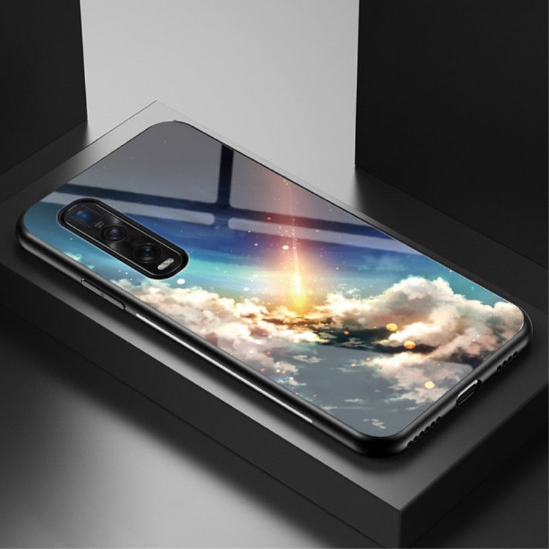 Hoesje Oppo Find X2 Pro Wit Zwart Sterrenhemel Gehard Glas