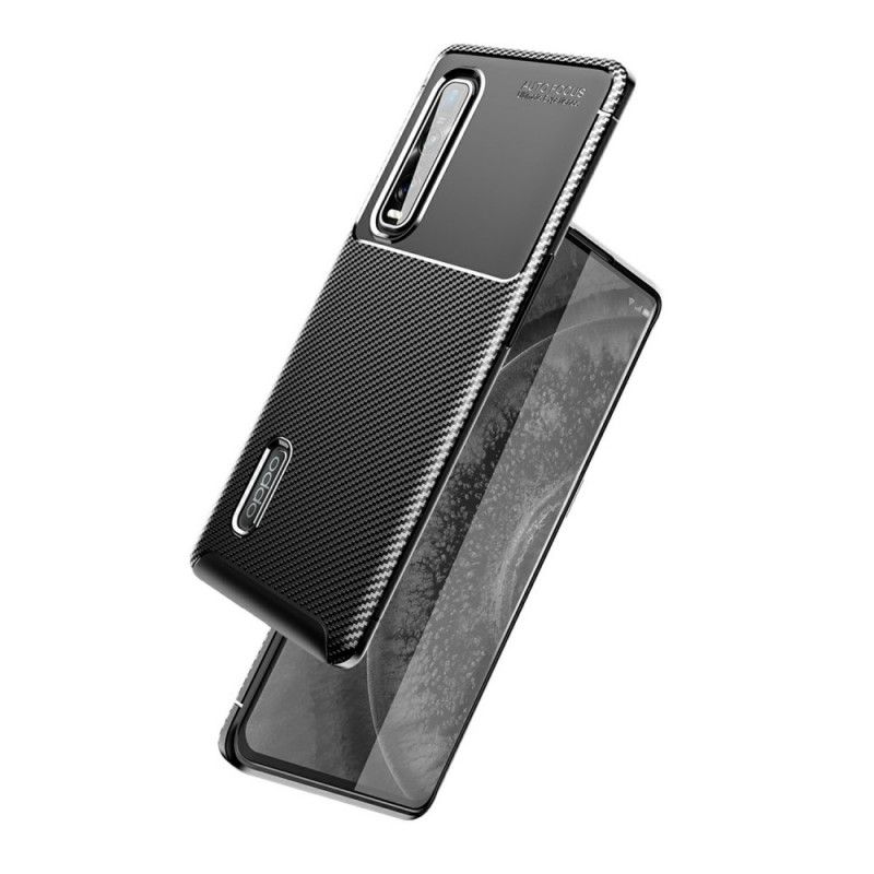 Hoesje voor Oppo Find X2 Pro Donkerblauw Zwart Flexibele Koolstofvezel
