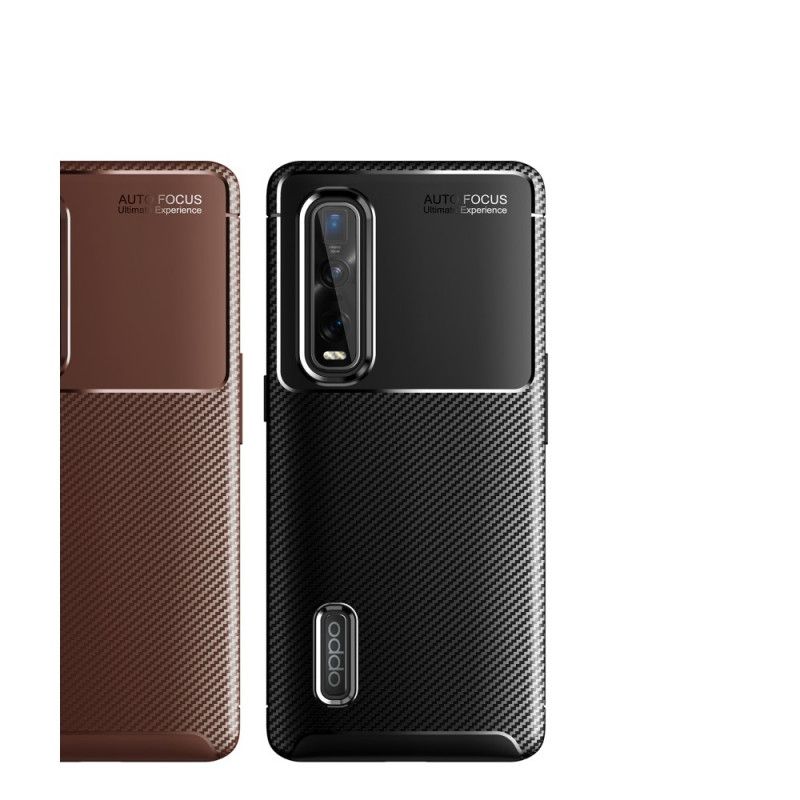 Hoesje voor Oppo Find X2 Pro Donkerblauw Zwart Flexibele Koolstofvezel