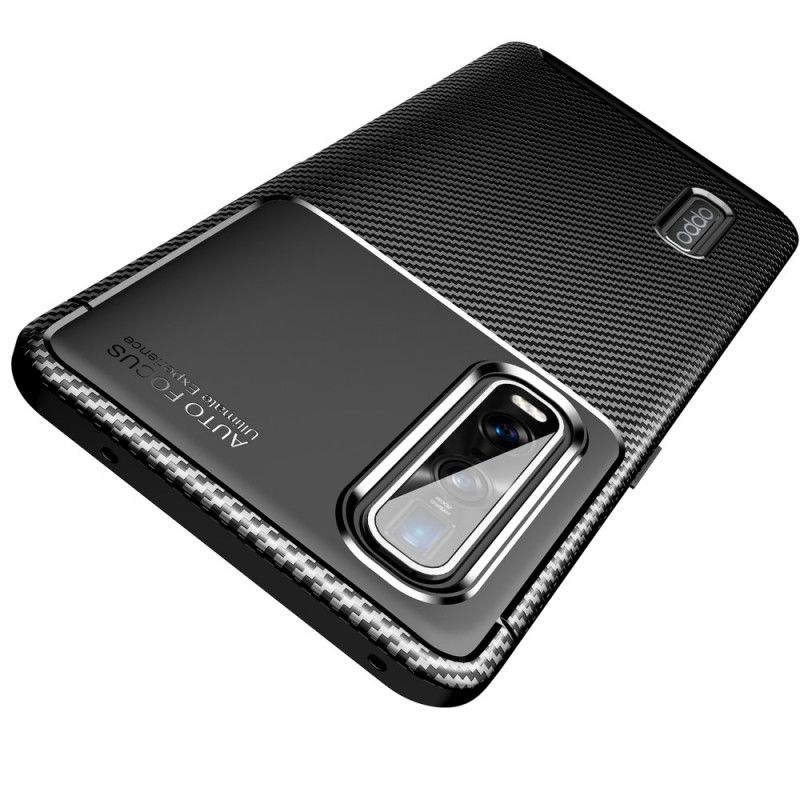 Hoesje voor Oppo Find X2 Pro Donkerblauw Zwart Flexibele Koolstofvezel