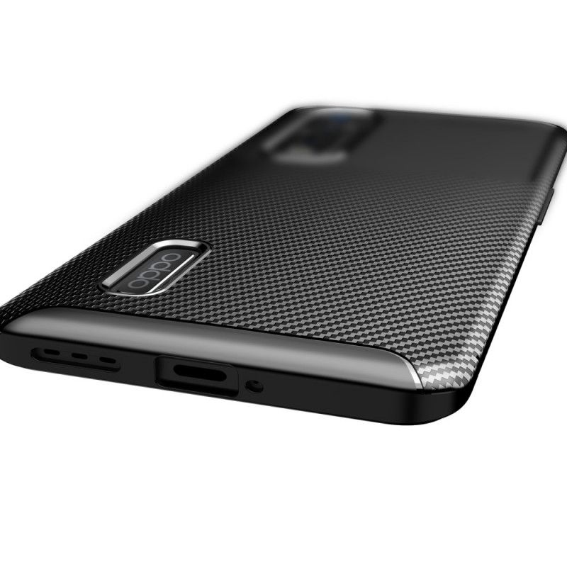 Hoesje voor Oppo Find X2 Pro Donkerblauw Zwart Flexibele Koolstofvezel