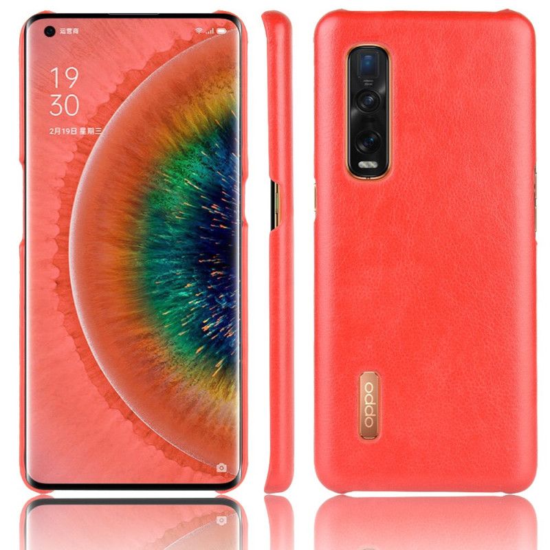 Hoesje voor Oppo Find X2 Pro Grijs Zwart Prestatie Lychee Leereffect