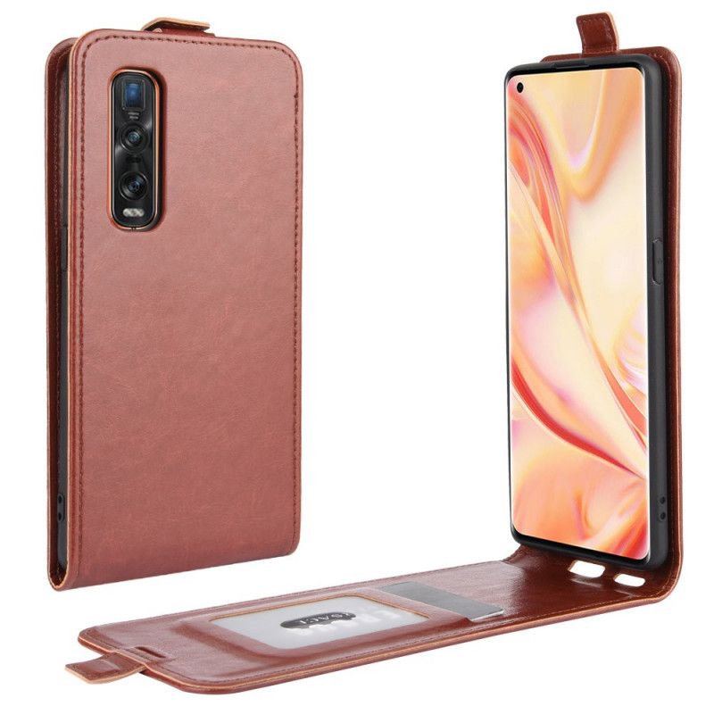 Leren Hoesje voor Oppo Find X2 Pro Wit Zwart Vouwledereffect