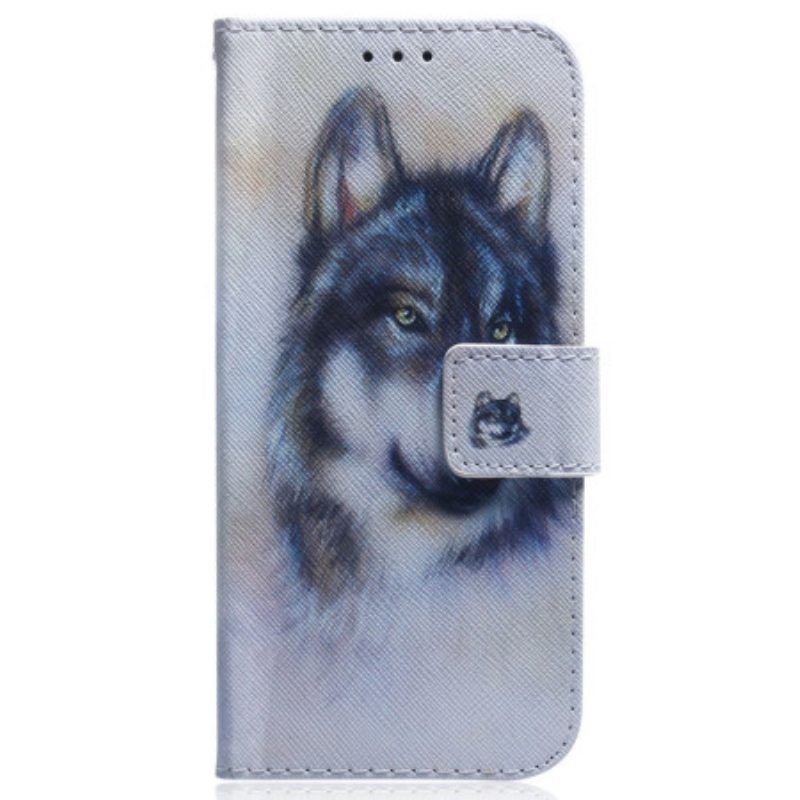 Folio-hoesje voor Realme GT Neo 3 Sneeuw Wolf