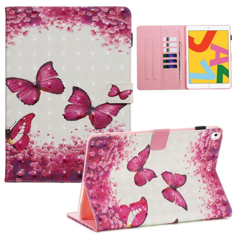 Cover Folio-hoesje iPad 10.2" (2019) (2020) Telefoonhoesje Rode Vlinders