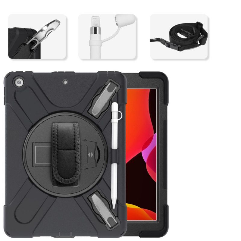 Cover Hoesje iPad 10.2" (2019) (2020) Magenta Zwart Telefoonhoesje Multifunctionele X-Vorm