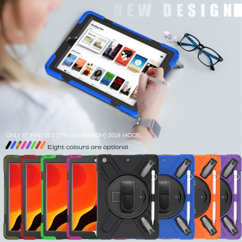 Cover Hoesje iPad 10.2" (2019) (2020) Magenta Zwart Telefoonhoesje Multifunctionele X-Vorm