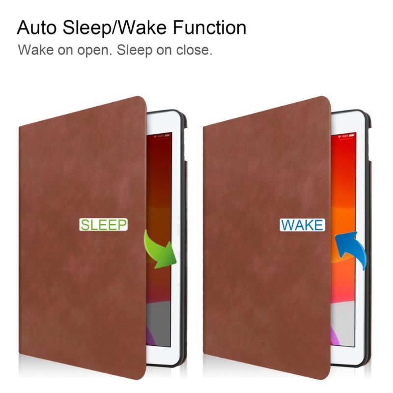 Cover iPad 10.2" (2019) (2020) Grijs Zwart Hoogwaardig Leereffect