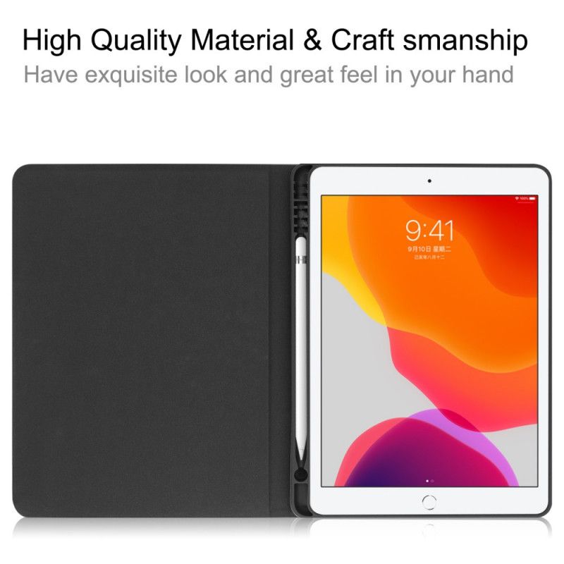 Cover iPad 10.2" (2019) (2020) Grijs Zwart Hoogwaardig Leereffect