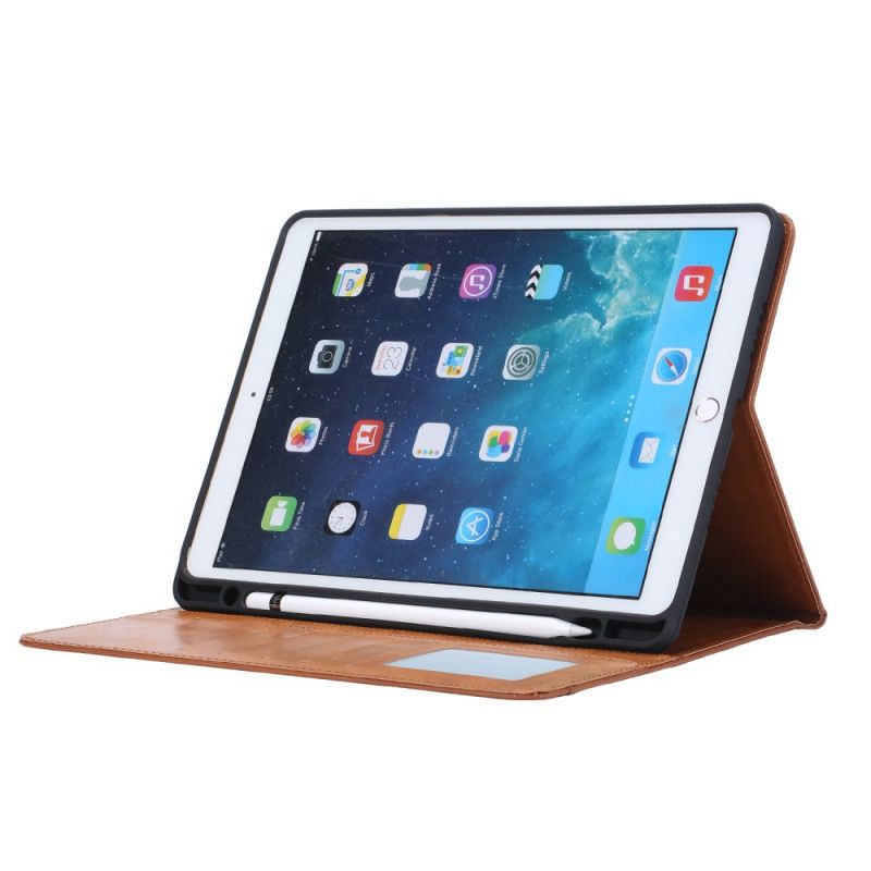 Cover iPad 10.2" (2019) (2020) Rood Zwart Documenthouder Met Leereffect