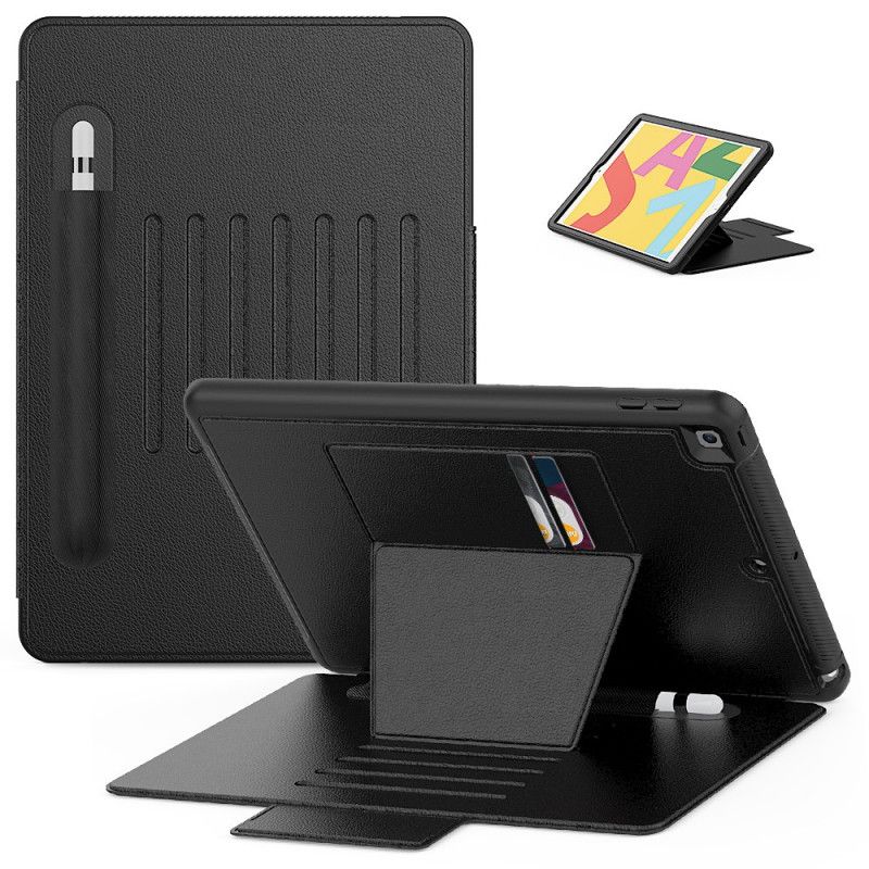 Cover iPad 10.2" (2019) (2020) Rood Zwart Multi-Hoeken En Stylushouder
