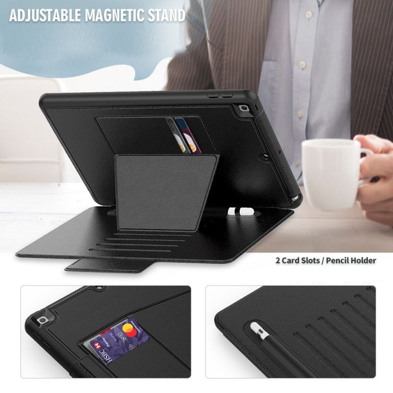 Cover iPad 10.2" (2019) (2020) Rood Zwart Multi-Hoeken En Stylushouder