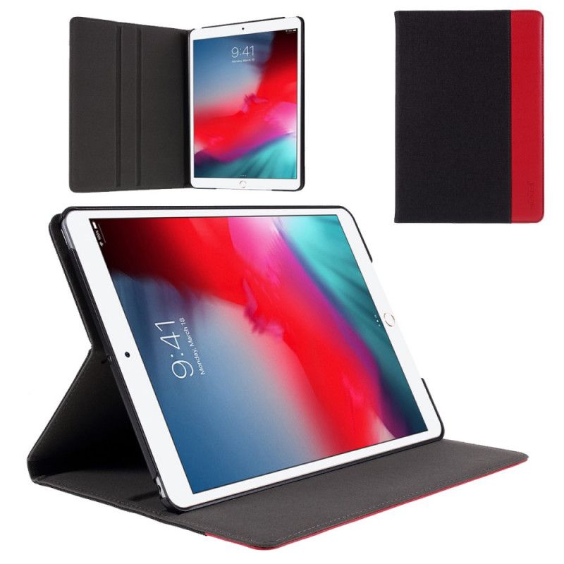 Cover iPad 10.2" (2019) (2020) Rood Zwart Muturale Stof En Kunstleer