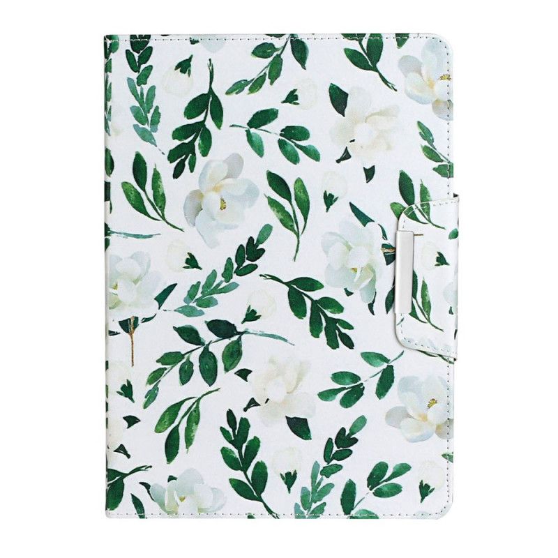 Flip Case Leren iPad 10.2" (2019) (2020) Donkerblauw Wit Ultieme Bloemen