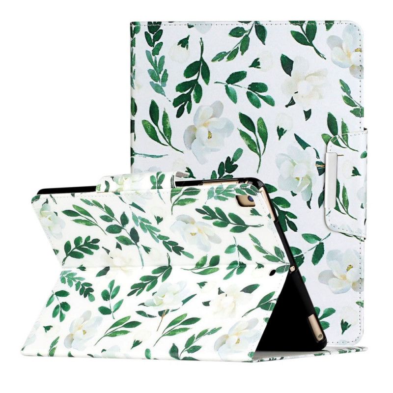 Flip Case Leren iPad 10.2" (2019) (2020) Donkerblauw Wit Ultieme Bloemen