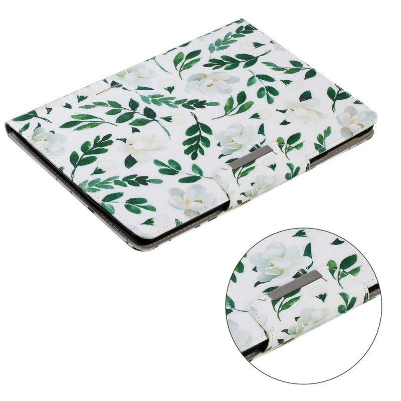 Flip Case Leren iPad 10.2" (2019) (2020) Donkerblauw Wit Ultieme Bloemen