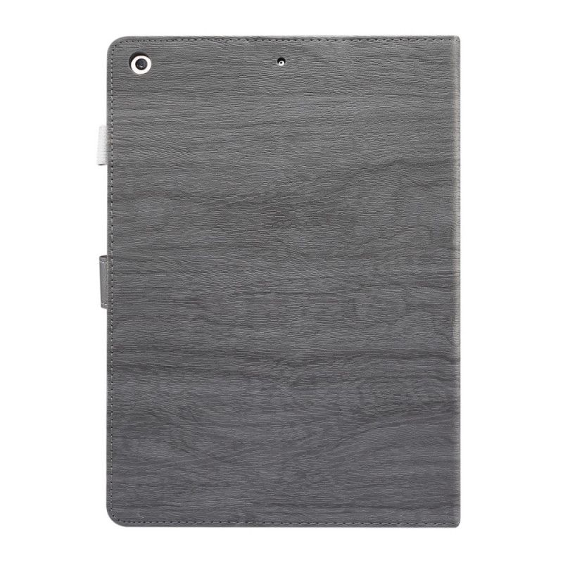 Flip Case Leren iPad 10.2" (2019) (2020) Magenta Grijs Enkay Houtstructuur