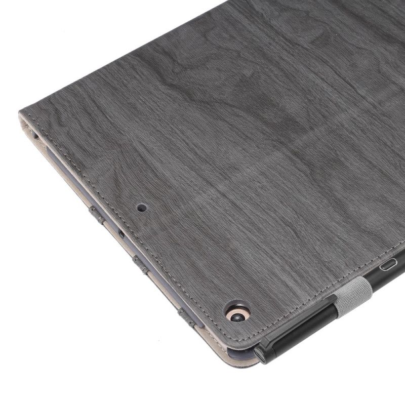 Flip Case Leren iPad 10.2" (2019) (2020) Magenta Grijs Enkay Houtstructuur