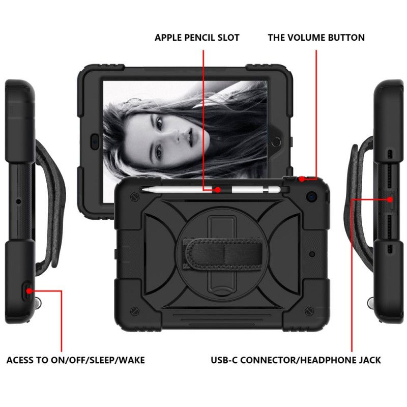 Hoesje iPad 10.2" (2019) (2020) Rood Zwart Multifunctioneel