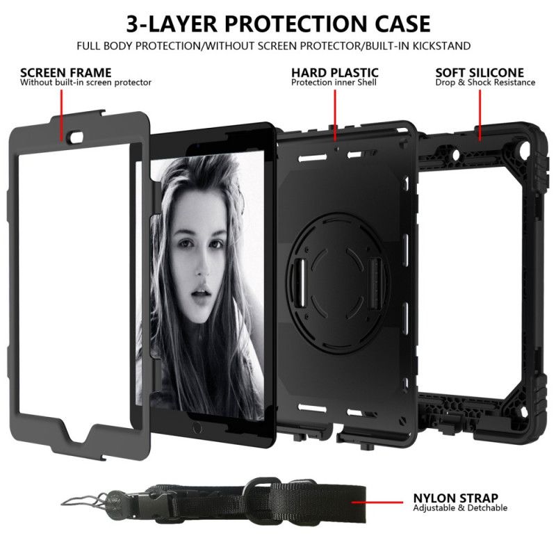 Hoesje iPad 10.2" (2019) (2020) Rood Zwart Multifunctioneel