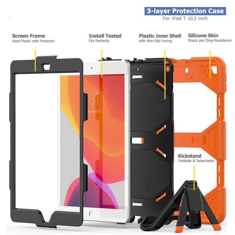 Hoesje iPad 10.2" (2019) (2020) Rood Zwart Super Resistent Afneembaar