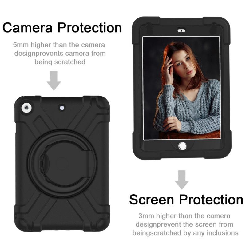 Hoesje iPad 10.2" (2019) (2020) Rood Zwart Ultrasterke Steunring