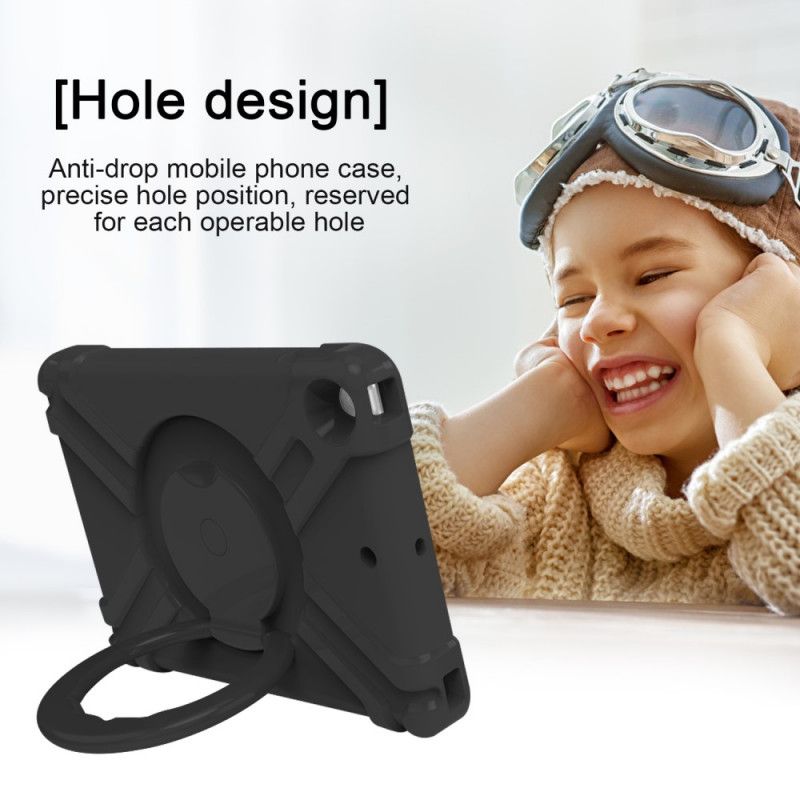 Hoesje iPad 10.2" (2019) (2020) Rood Zwart Ultrasterke Steunring