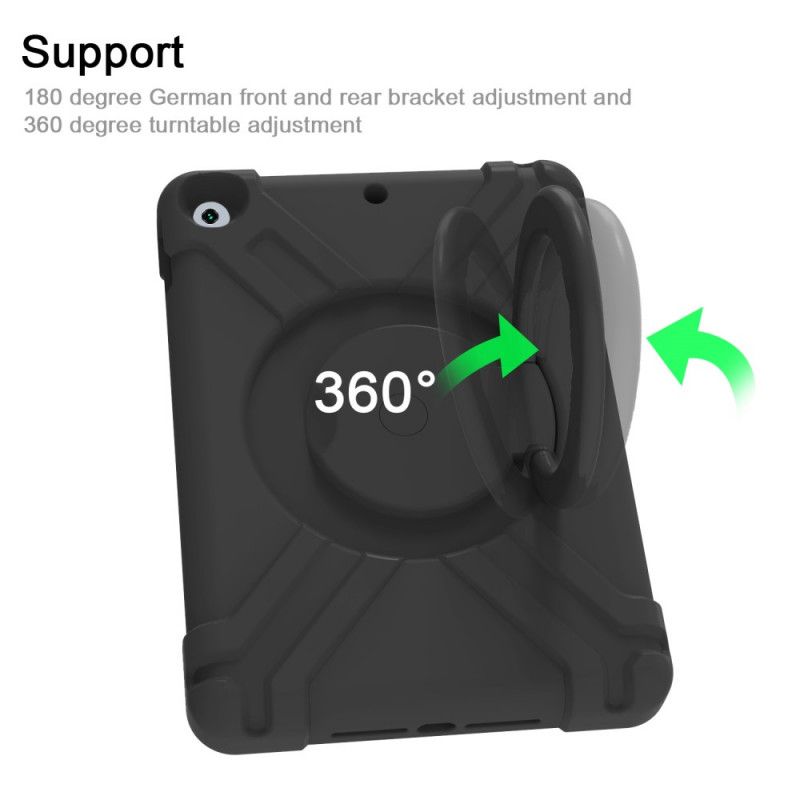Hoesje iPad 10.2" (2019) (2020) Rood Zwart Ultrasterke Steunring