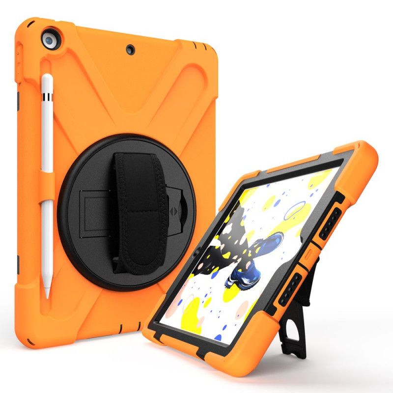 Hoesje voor iPad 10.2" (2019) (2020) Rood Zwart Handsfree Ondersteuning En Riem Voor Kinderen