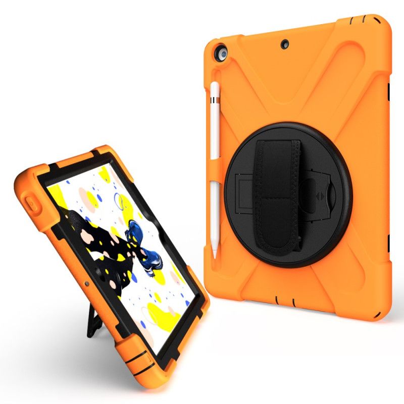 Hoesje voor iPad 10.2" (2019) (2020) Rood Zwart Handsfree Ondersteuning En Riem Voor Kinderen