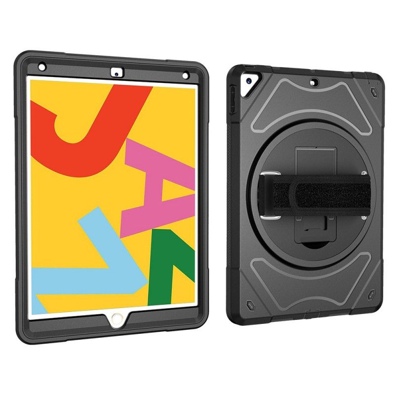 Hoesje voor iPad 10.2" (2019) (2020) Rood Zwart Premium Riem En Schouderriem