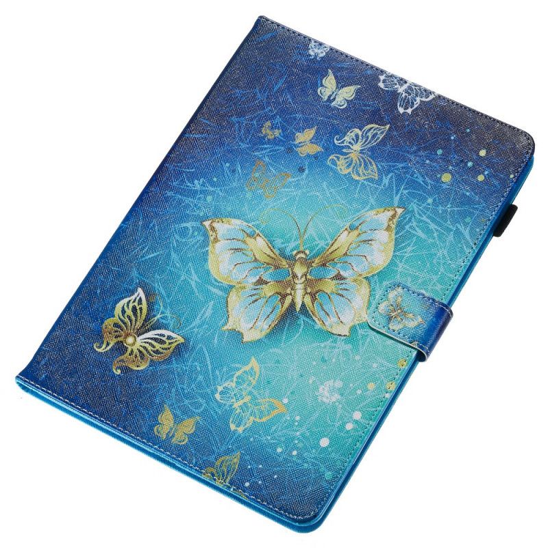 Leren Hoesje iPad 10.2" (2019) (2020) Donkerblauw Zwart Gouden Vlinders