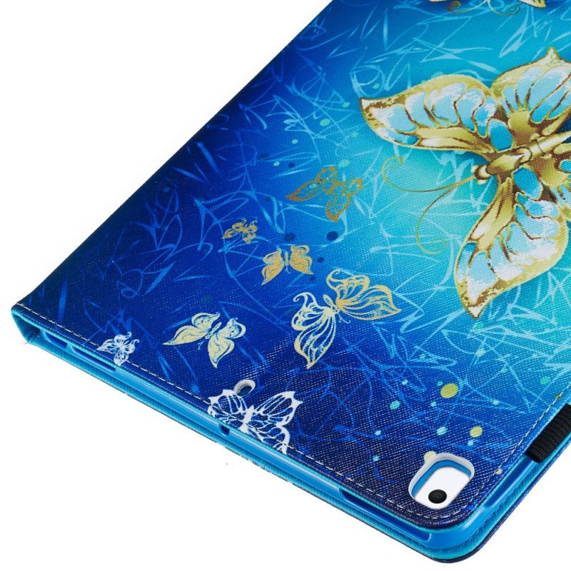 Leren Hoesje iPad 10.2" (2019) (2020) Donkerblauw Zwart Gouden Vlinders