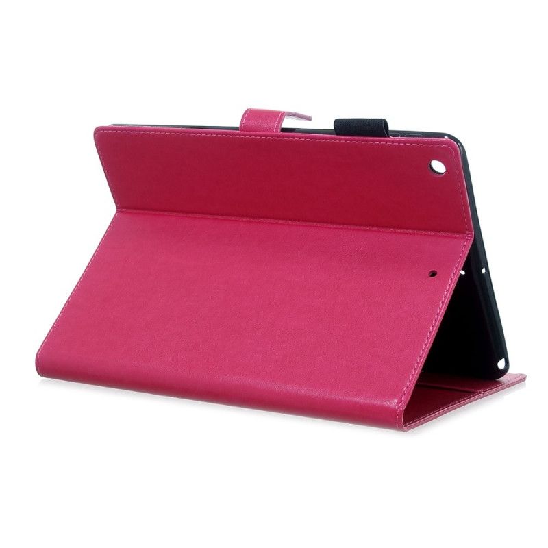 Leren Hoesje iPad 10.2" (2019) (2020) Rood Telefoonhoesje Leereffect Vlinders Diamanten