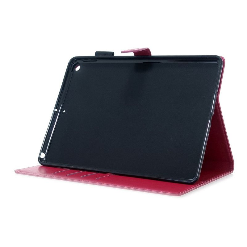 Leren Hoesje iPad 10.2" (2019) (2020) Rood Telefoonhoesje Leereffect Vlinders Diamanten